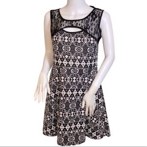 Aztec Print Keyhole Sleeveless Skater Dress